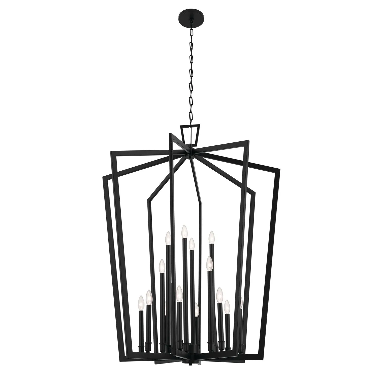 16 Light Foyer Pendant from the Abbotswell Collection in Black Finish by Kichler