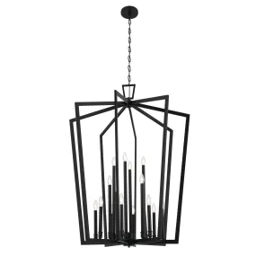 16 Light Foyer Pendant from the Abbotswell Collection in Black Finish by Kichler