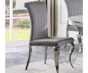 2, 4 or 6 Grey Upholstered Plush Velvet Fabric Dining Chairs- Model Chara