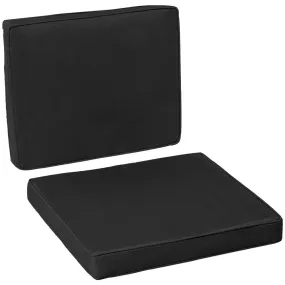2 Pieces Seat Cushion and Back Pad Set for Rattan Furniture Black