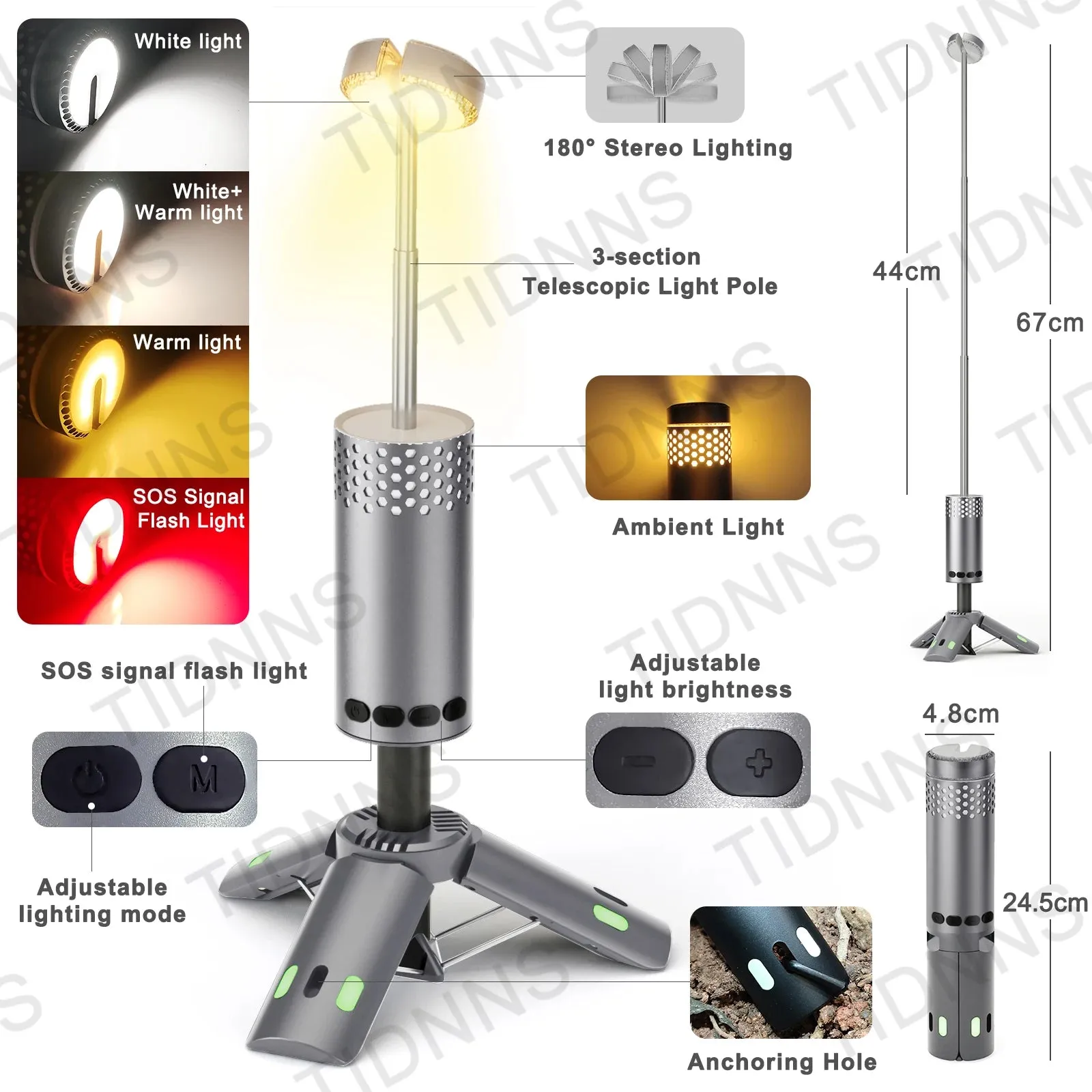 2024 10000mAh Camping Light USB Rechargeable LED Emergency Lamp Outdoor Portable Lanterns with Magnetic Flashlight for BBQ Tents