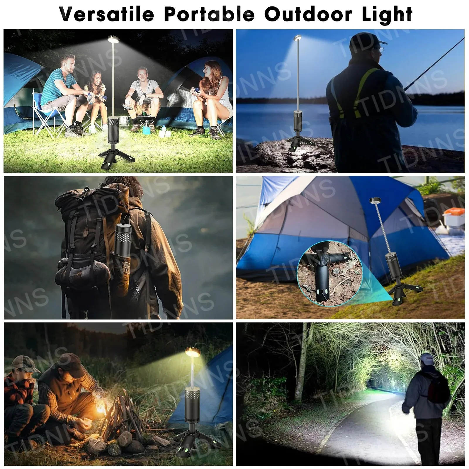 2024 10000mAh Camping Light USB Rechargeable LED Emergency Lamp Outdoor Portable Lanterns with Magnetic Flashlight for BBQ Tents