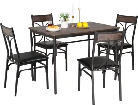 5 Piece Indoor Modern Rectangular Table Dining Set for 4