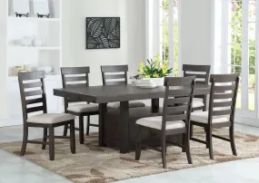 7 PC Dark Espresso Wood Expandable Dining Table Set With Storage - Model #030270