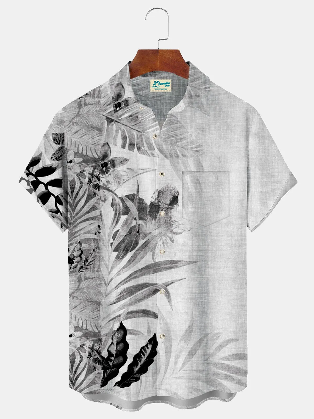 Alohadaddy Beach Vacation Ink Plant Cotton-Linen  Men's Breathable Natural Hawaiian Plus Size Aloha Shirts