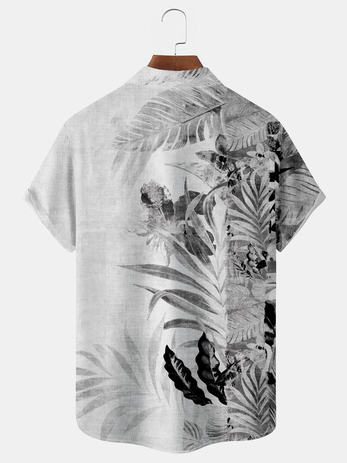 Alohadaddy Beach Vacation Ink Plant Cotton-Linen  Men's Breathable Natural Hawaiian Plus Size Aloha Shirts