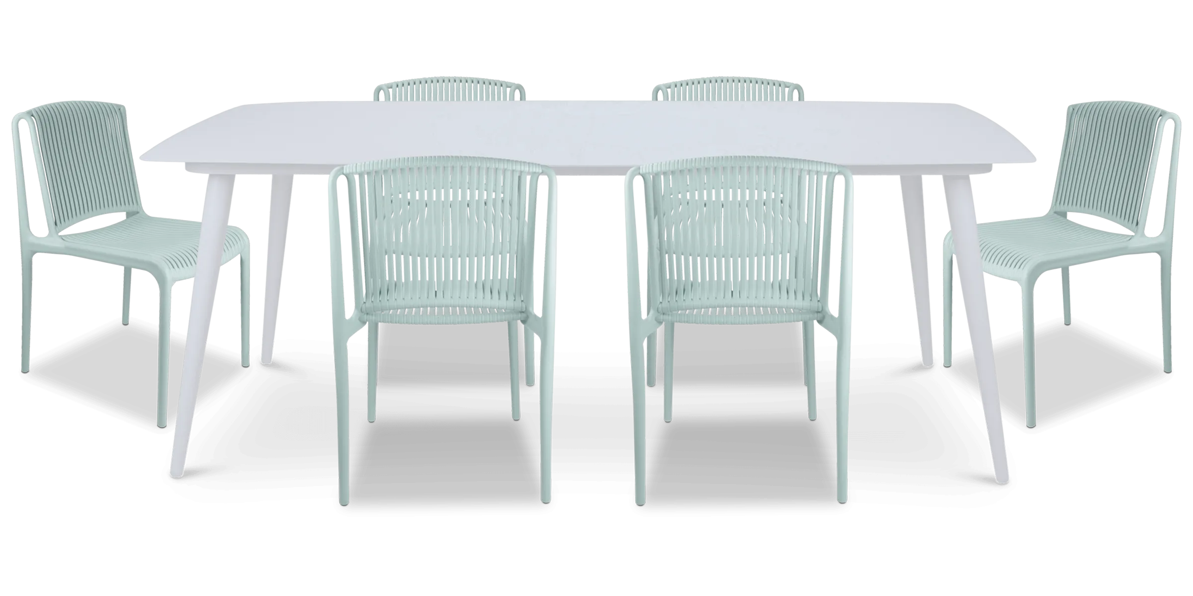 Amalfi Rectangle 7 Piece Outdoor Setting in Arctic White with UV Plastic Outdoor Chairs (PP)