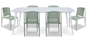Amalfi Rectangle 7 Piece Outdoor Setting in Arctic White with UV Plastic Outdoor Chairs (PP)