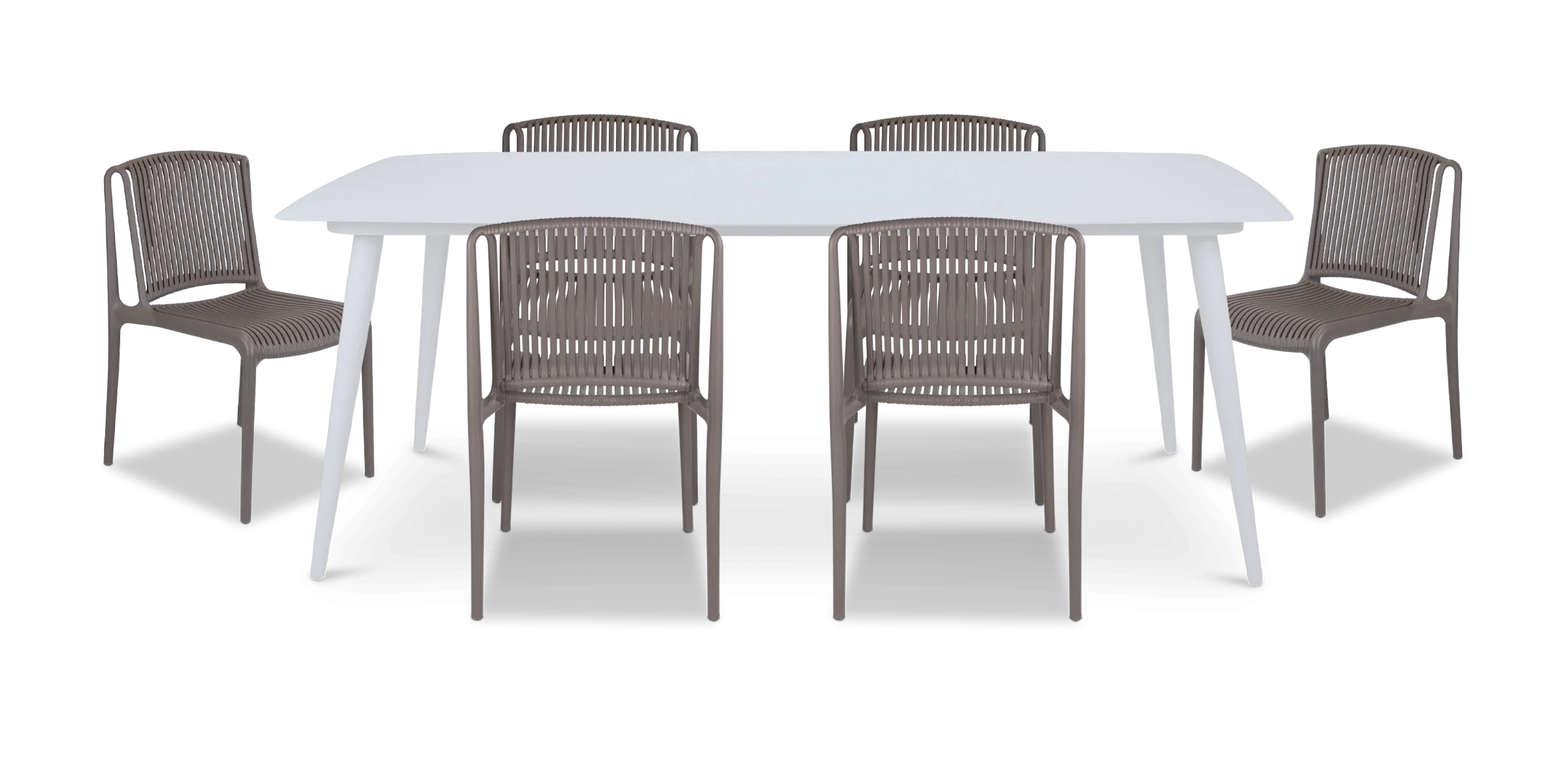 Amalfi Rectangle 7 Piece Outdoor Setting in Arctic White with UV Plastic Outdoor Chairs (PP)