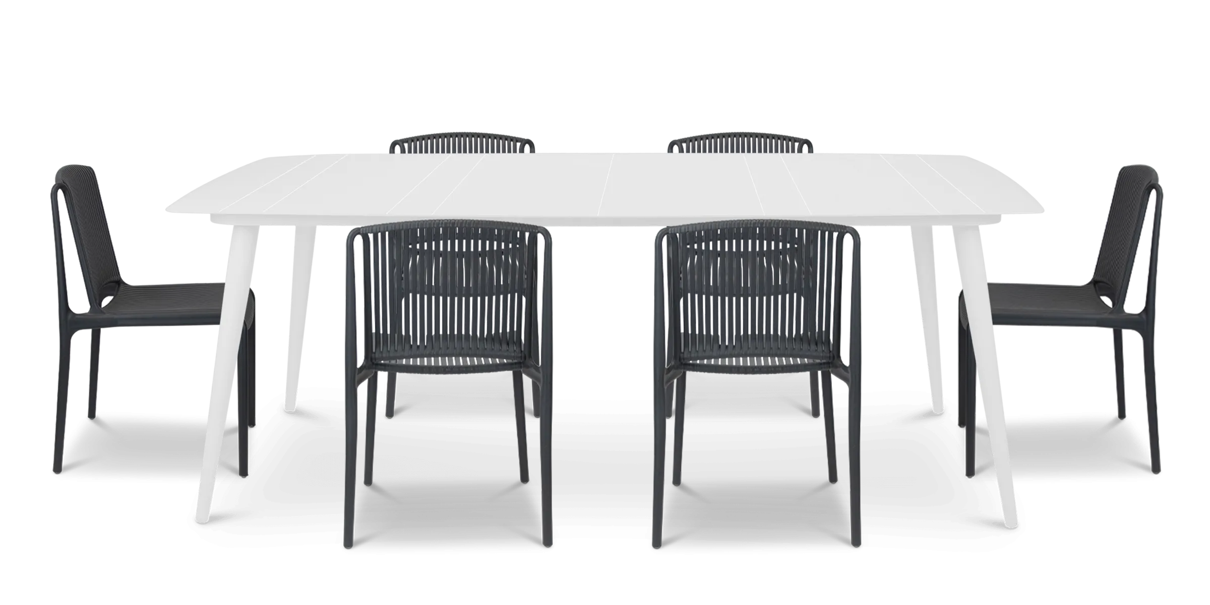 Amalfi Rectangle 7 Piece Outdoor Setting in Arctic White with UV Plastic Outdoor Chairs (PP)