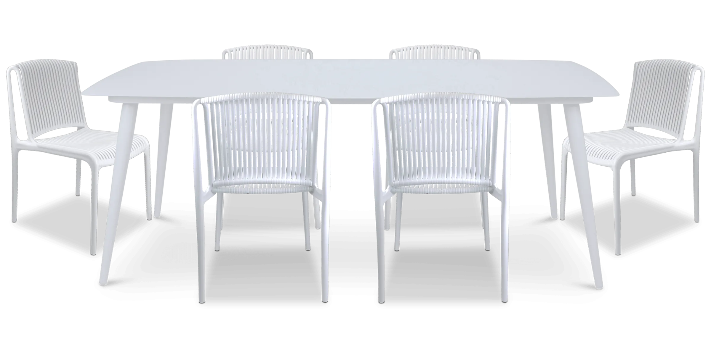 Amalfi Rectangle 7 Piece Outdoor Setting in Arctic White with UV Plastic Outdoor Chairs (PP)