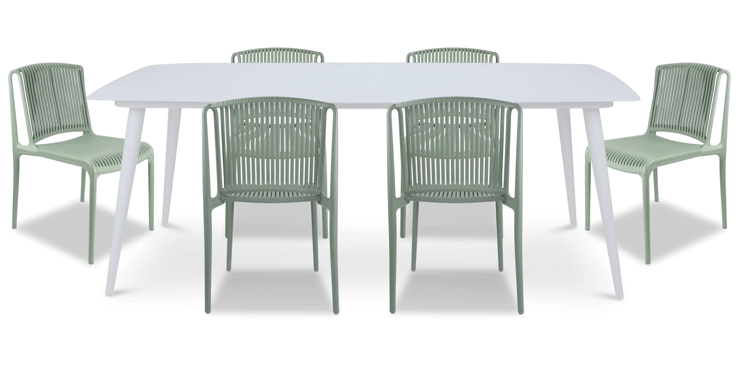 Amalfi Rectangle 7 Piece Outdoor Setting in Arctic White with UV Plastic Outdoor Chairs (PP)