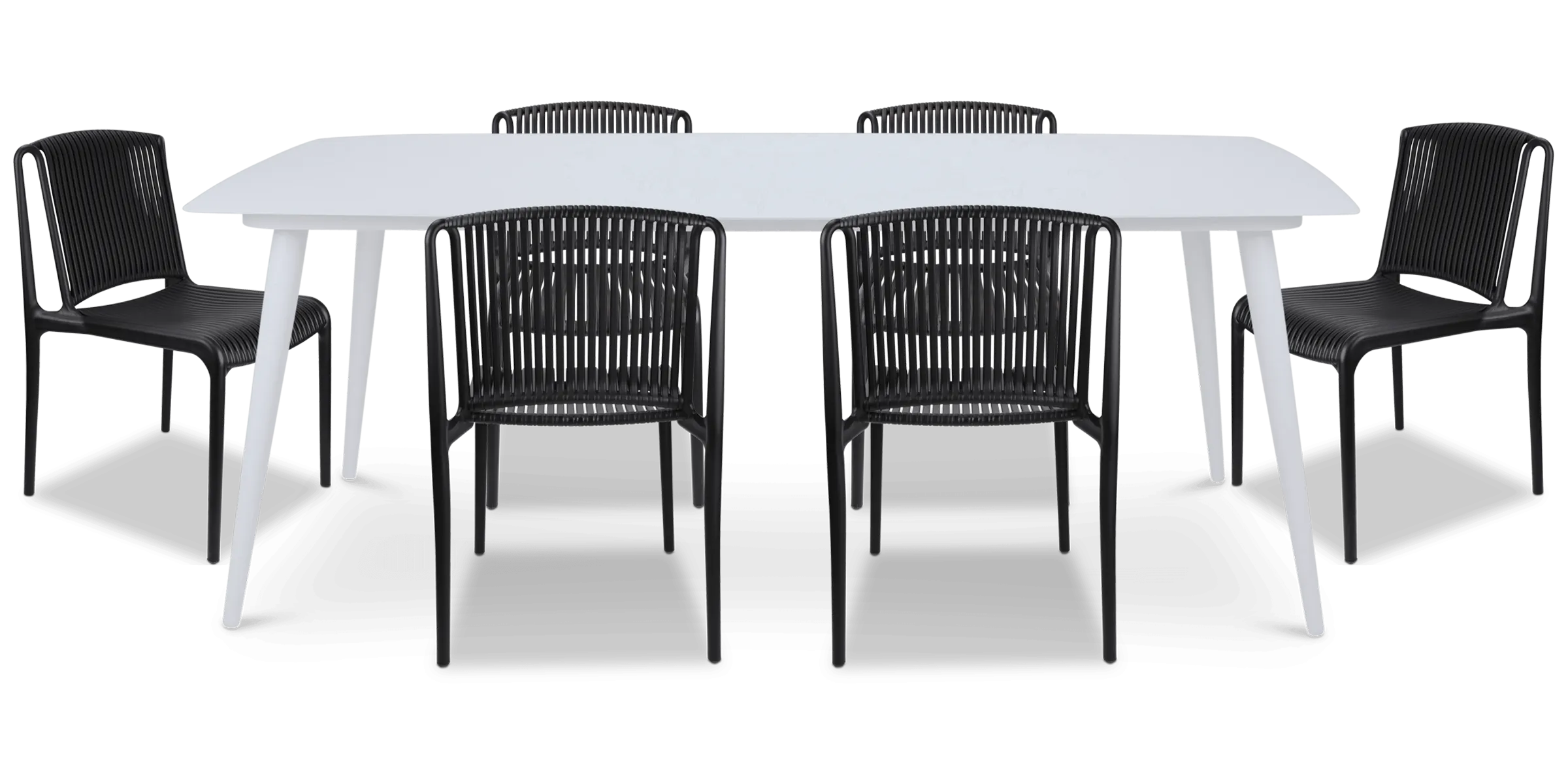 Amalfi Rectangle 7 Piece Outdoor Setting in Arctic White with UV Plastic Outdoor Chairs (PP)