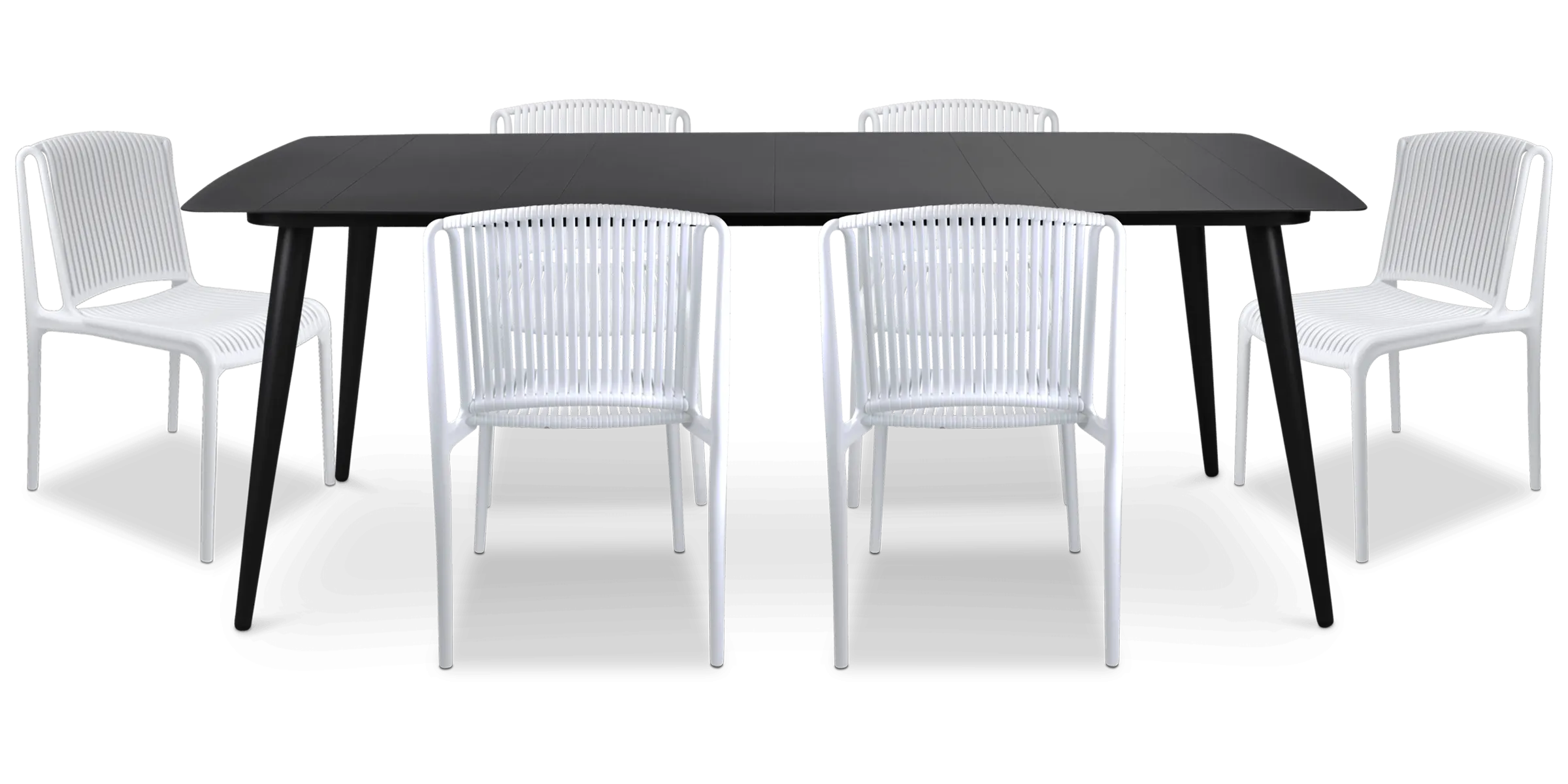 Amalfi Rectangle 7 Piece Outdoor Setting in Gunmetal with UV Plastic Outdoor Chairs (PP)