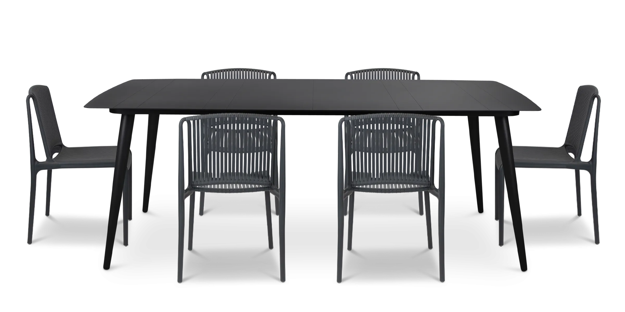 Amalfi Rectangle 7 Piece Outdoor Setting in Gunmetal with UV Plastic Outdoor Chairs (PP)