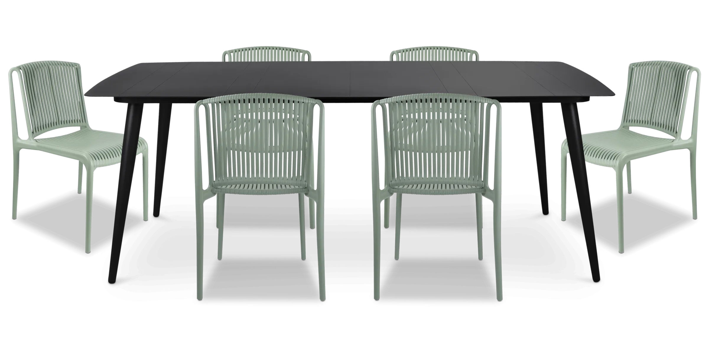 Amalfi Rectangle 7 Piece Outdoor Setting in Gunmetal with UV Plastic Outdoor Chairs (PP)