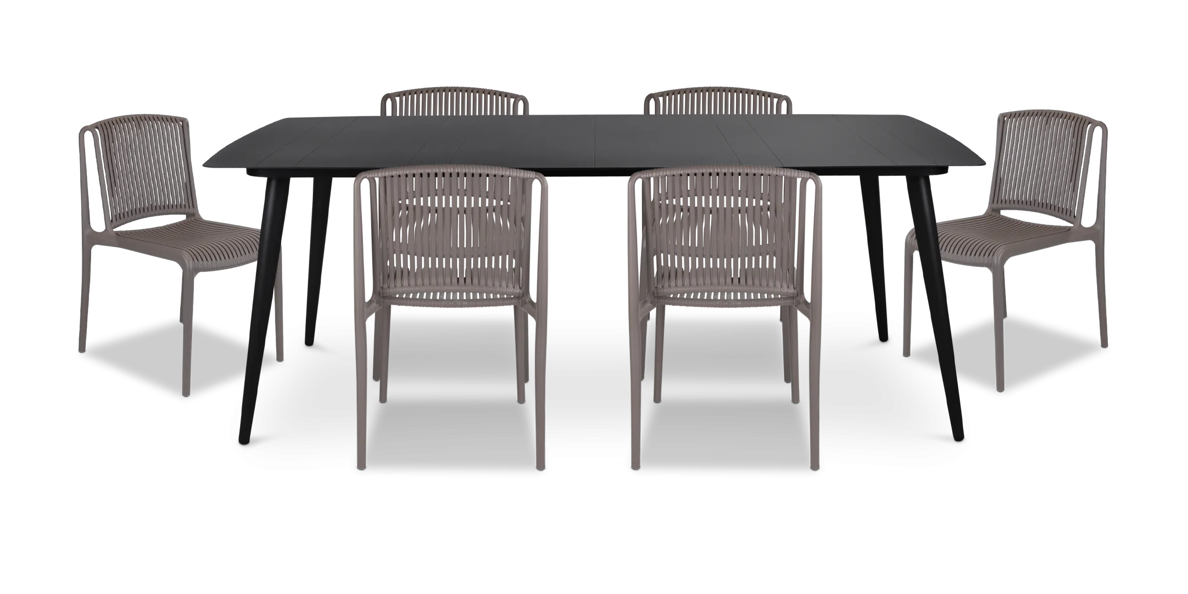 Amalfi Rectangle 7 Piece Outdoor Setting in Gunmetal with UV Plastic Outdoor Chairs (PP)