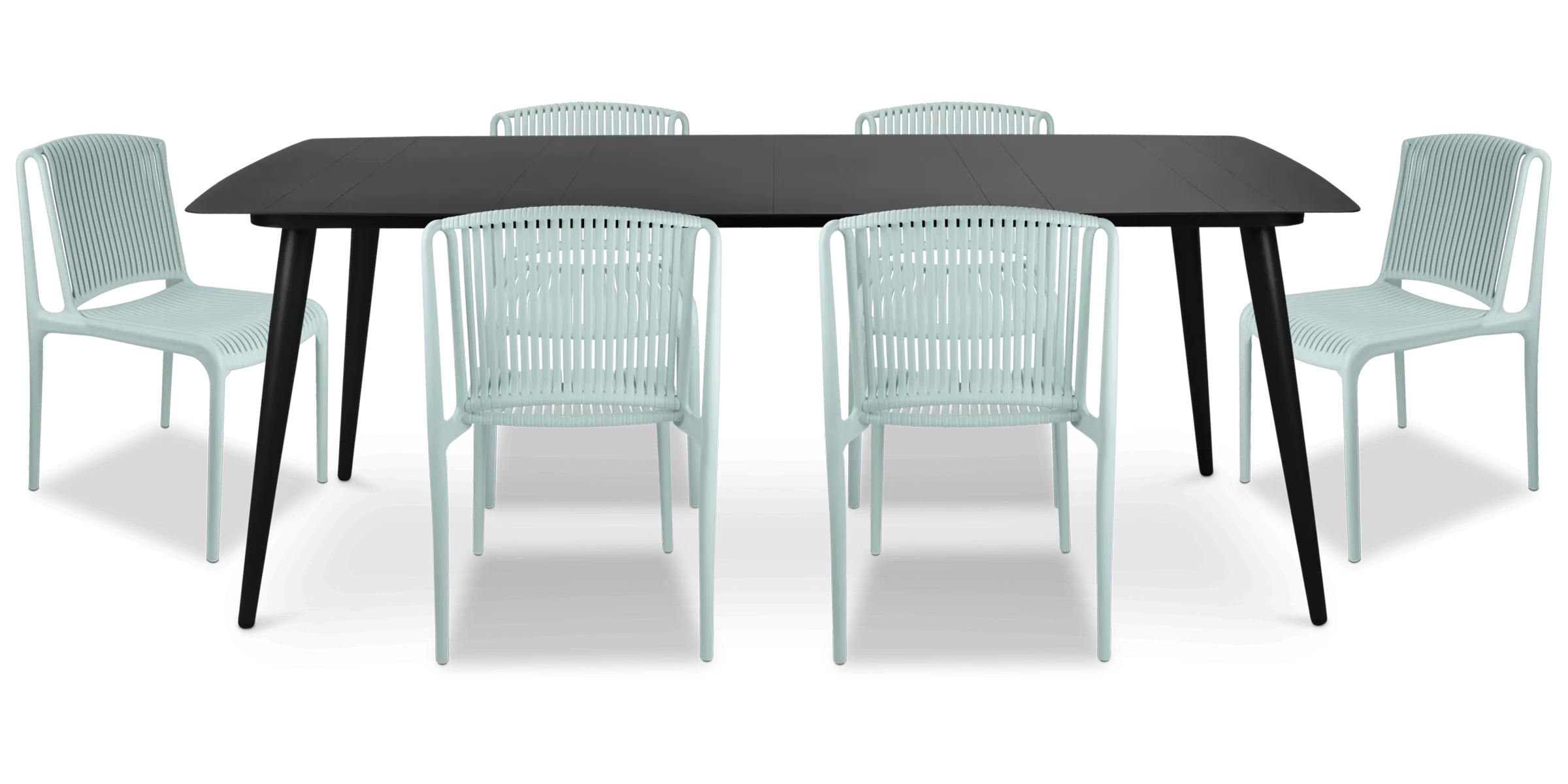 Amalfi Rectangle 7 Piece Outdoor Setting in Gunmetal with UV Plastic Outdoor Chairs (PP)