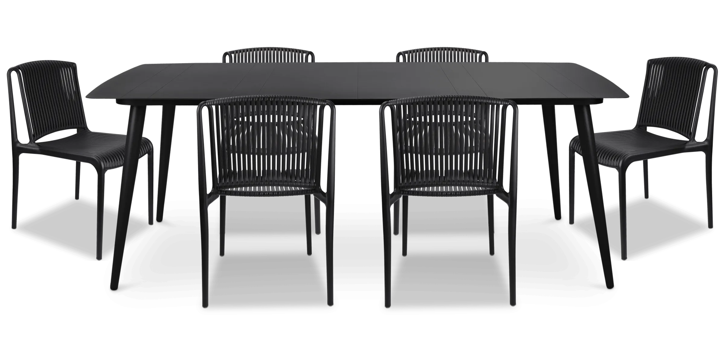 Amalfi Rectangle 7 Piece Outdoor Setting in Gunmetal with UV Plastic Outdoor Chairs (PP)