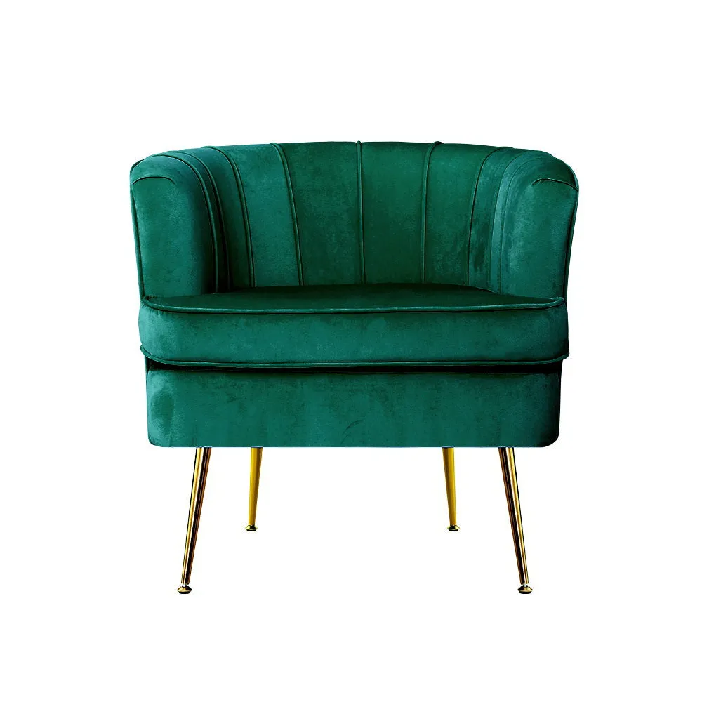 Artiss Armchair Lounge Accent Chair Armchairs Sofa Chairs Velvet Green Couch