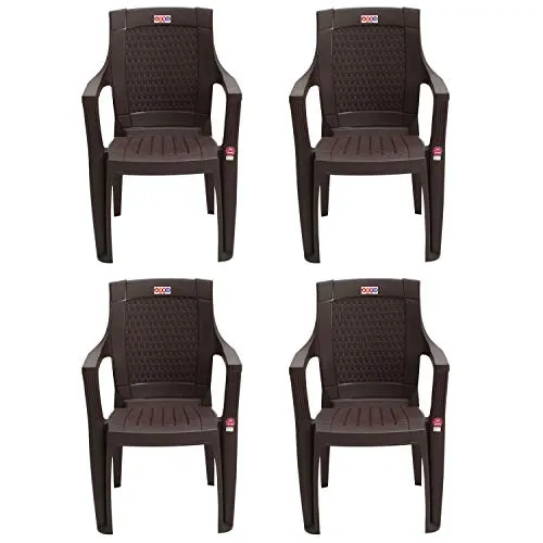 AVRO FURNITURE 7756 Plastic Chair | Set of 4 | Matt and Gloss Pattern | for Dining Room, Bedroom, Kitchen, Living Room | Bearing Capacity up to 150Kg | Strong & Sturdy Structure | 1 Year Guarantee