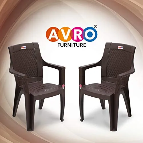 AVRO FURNITURE 7756 Plastic Chair | Set of 4 | Matt and Gloss Pattern | for Dining Room, Bedroom, Kitchen, Living Room | Bearing Capacity up to 150Kg | Strong & Sturdy Structure | 1 Year Guarantee
