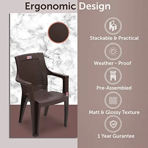 AVRO FURNITURE 7756 Plastic Chair | Set of 4 | Matt and Gloss Pattern | for Dining Room, Bedroom, Kitchen, Living Room | Bearing Capacity up to 150Kg | Strong & Sturdy Structure | 1 Year Guarantee