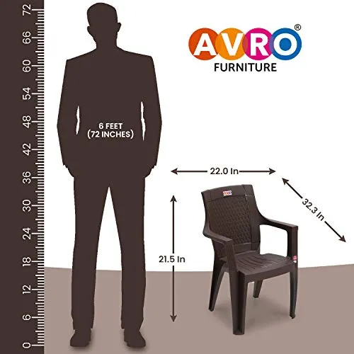 AVRO FURNITURE 7756 Plastic Chair | Set of 4 | Matt and Gloss Pattern | for Dining Room, Bedroom, Kitchen, Living Room | Bearing Capacity up to 150Kg | Strong & Sturdy Structure | 1 Year Guarantee