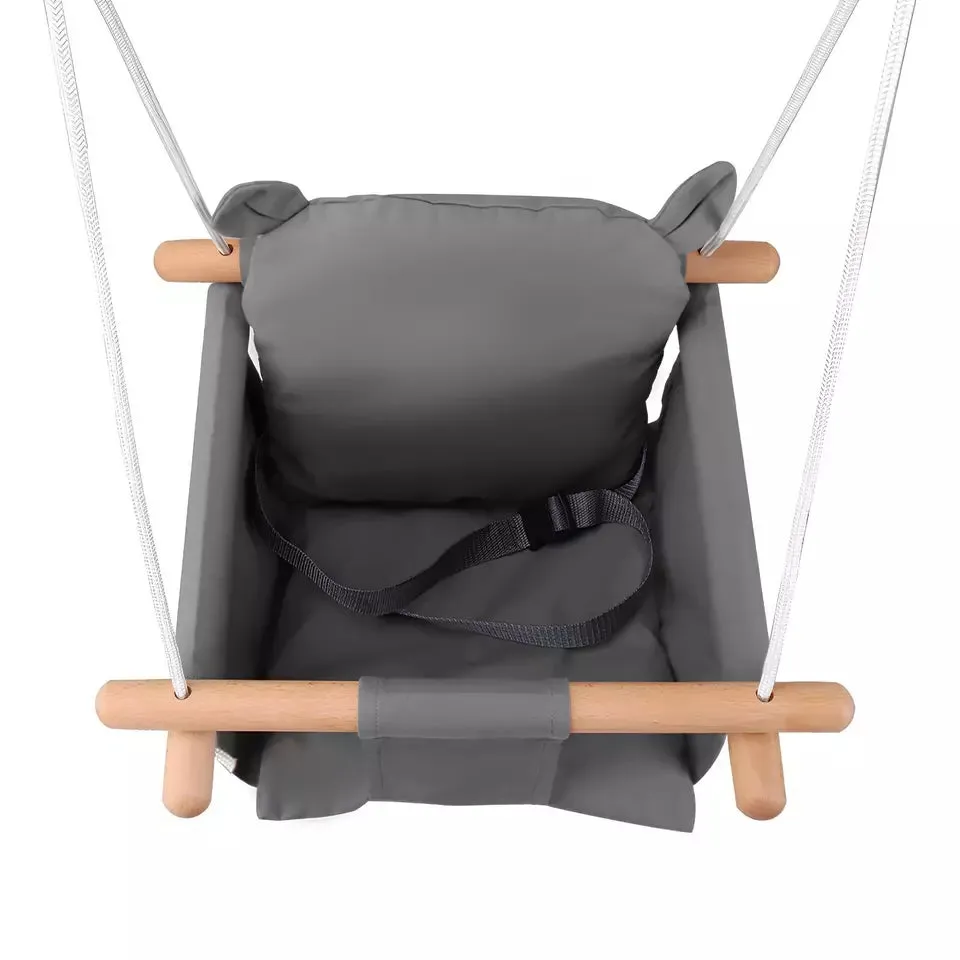 Baby Swing Outdoor - Canvas & Wooden Hanging Swing Seat