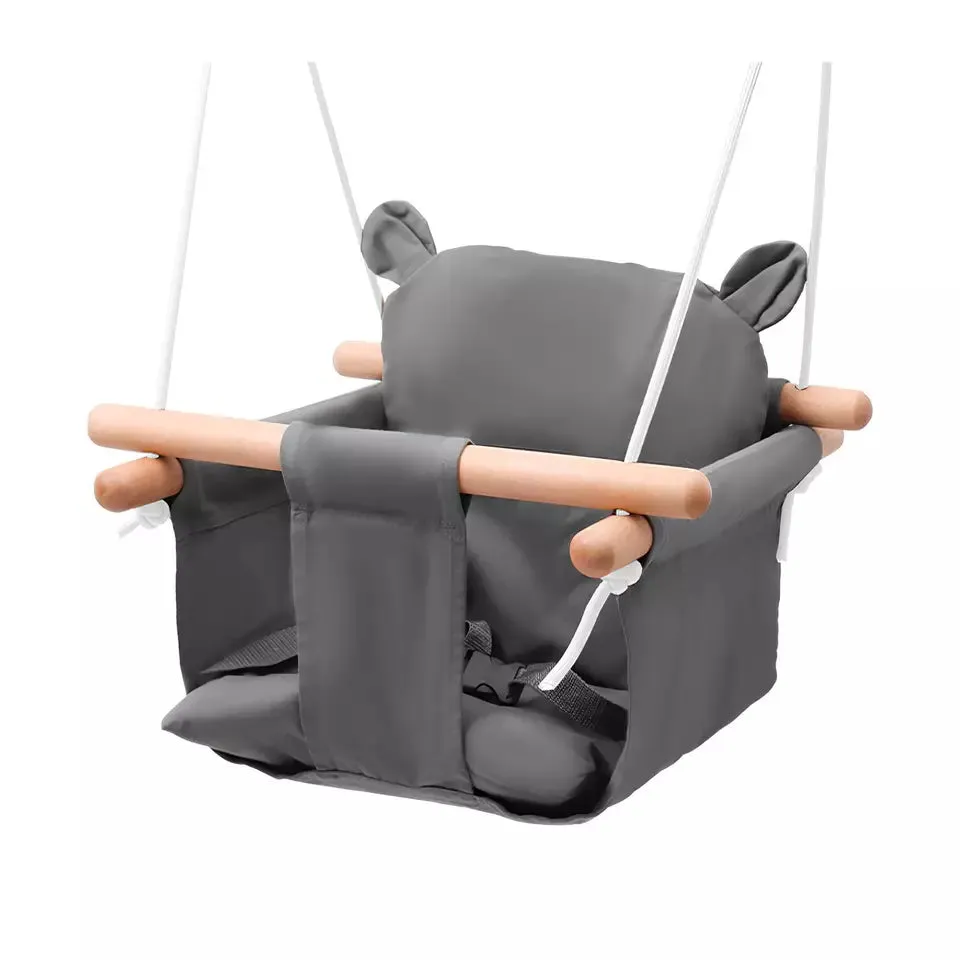 Baby Swing Outdoor - Canvas & Wooden Hanging Swing Seat
