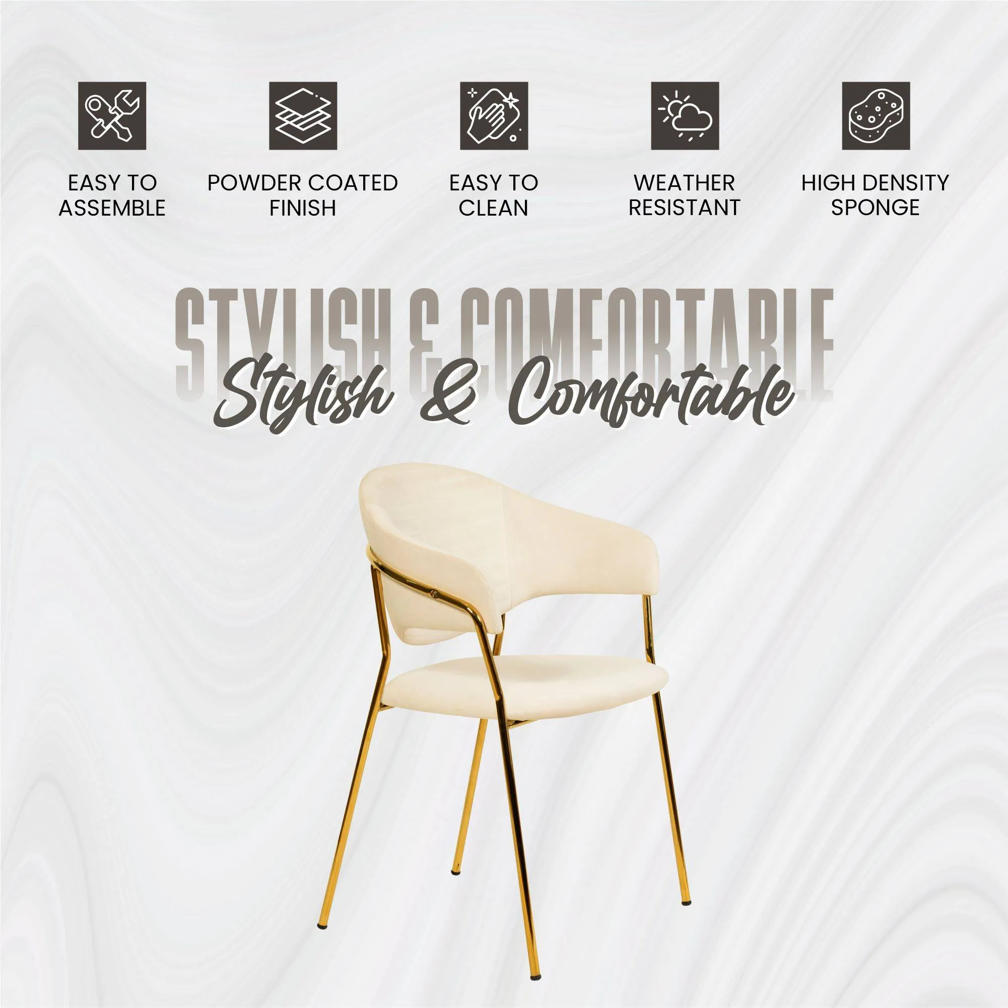 Bella Modern Dining Chair Upholstered in Leather With Stainless Steel Base Set of 2
