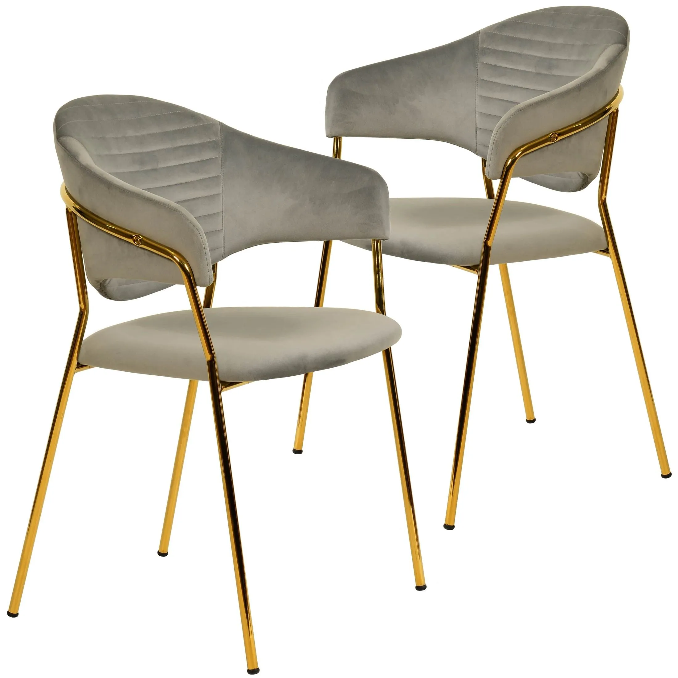 Bella Modern Dining Chair Upholstered in Leather With Stainless Steel Base Set of 2