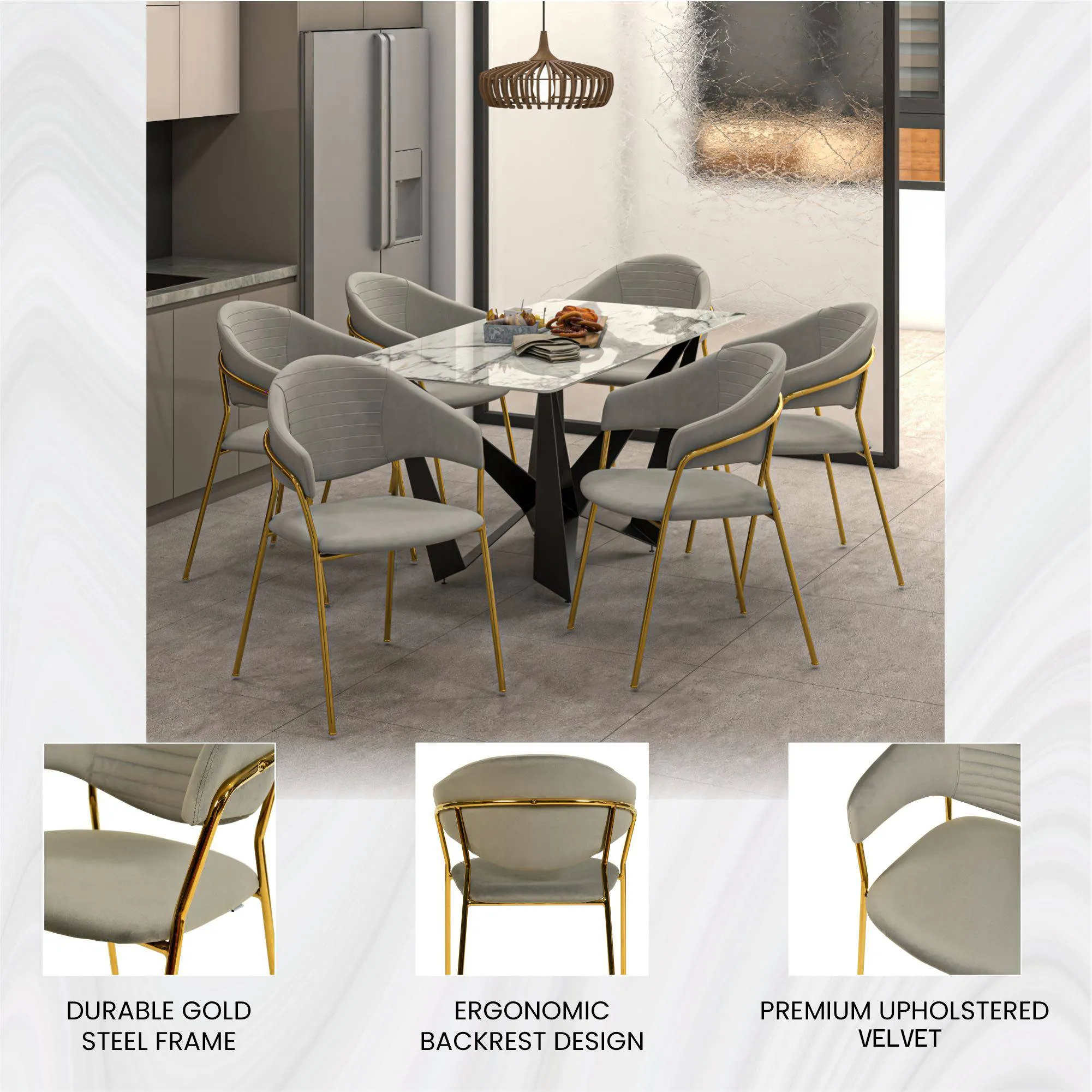 Bella Modern Dining Chair Upholstered in Leather With Stainless Steel Base Set of 2