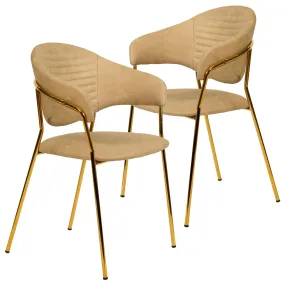 Bella Modern Dining Chair Upholstered in Leather With Stainless Steel Base Set of 2