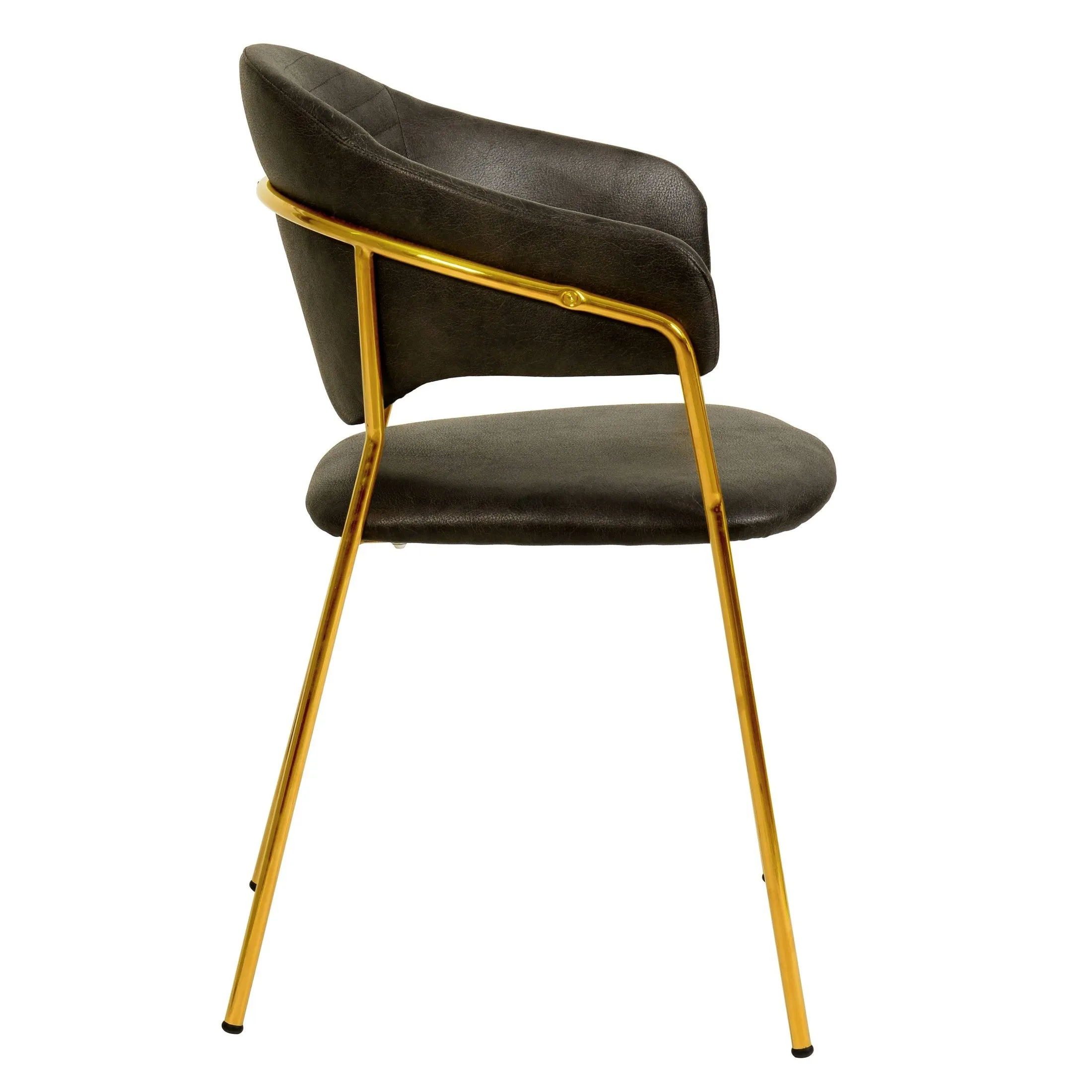 Bella Modern Dining Chair Upholstered in Leather With Stainless Steel Base Set of 2
