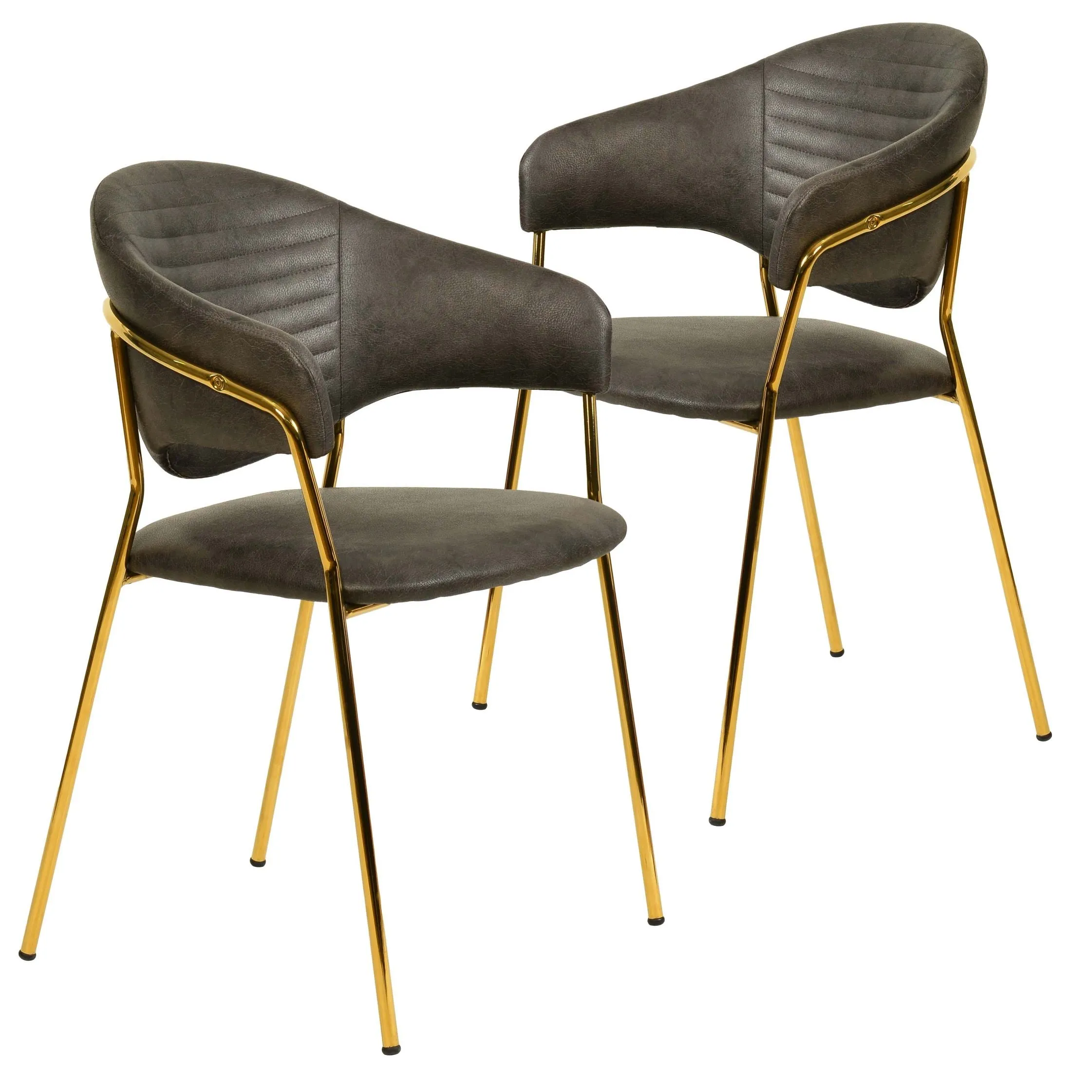 Bella Modern Dining Chair Upholstered in Leather With Stainless Steel Base Set of 2