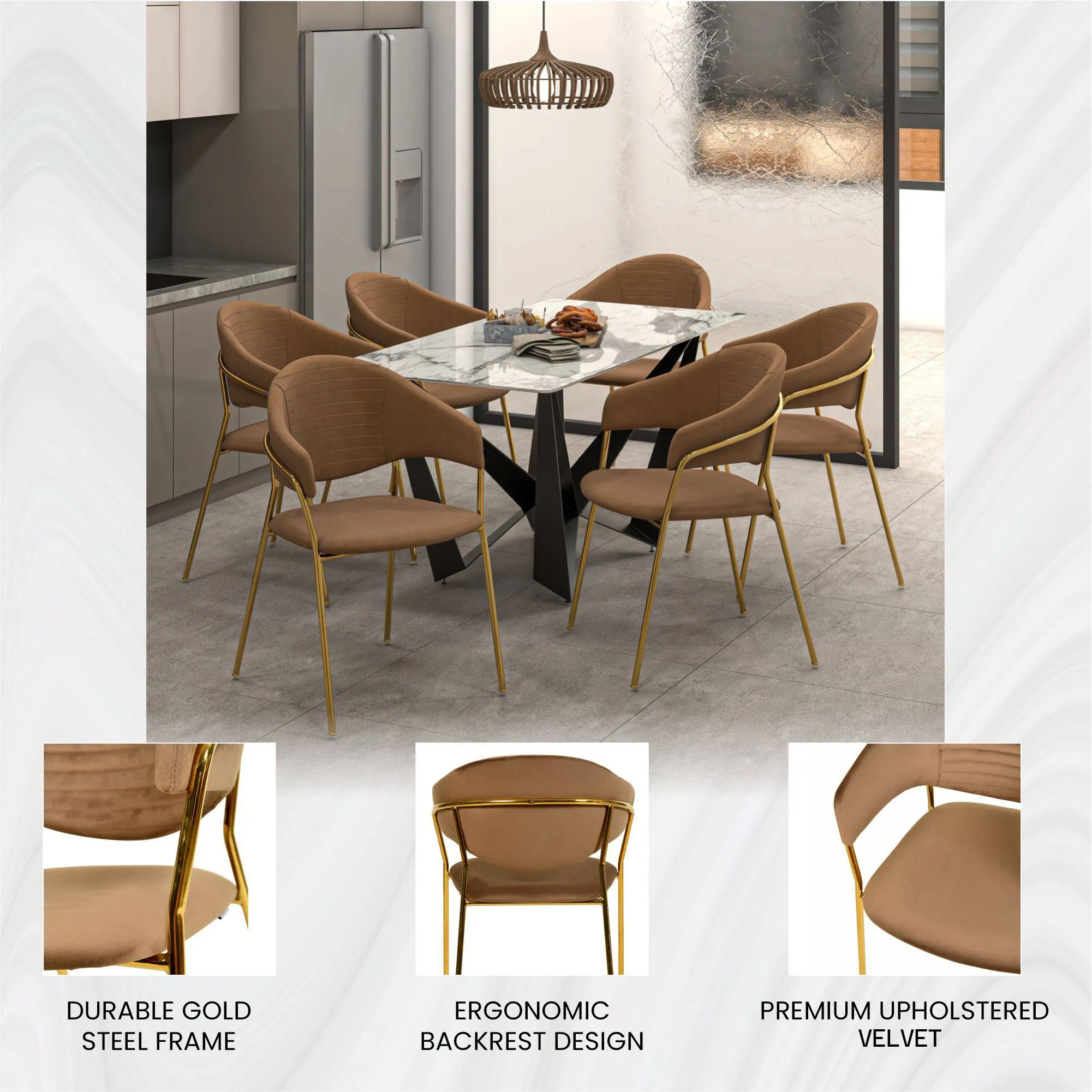 Bella Modern Dining Chair Upholstered in Leather With Stainless Steel Base Set of 2