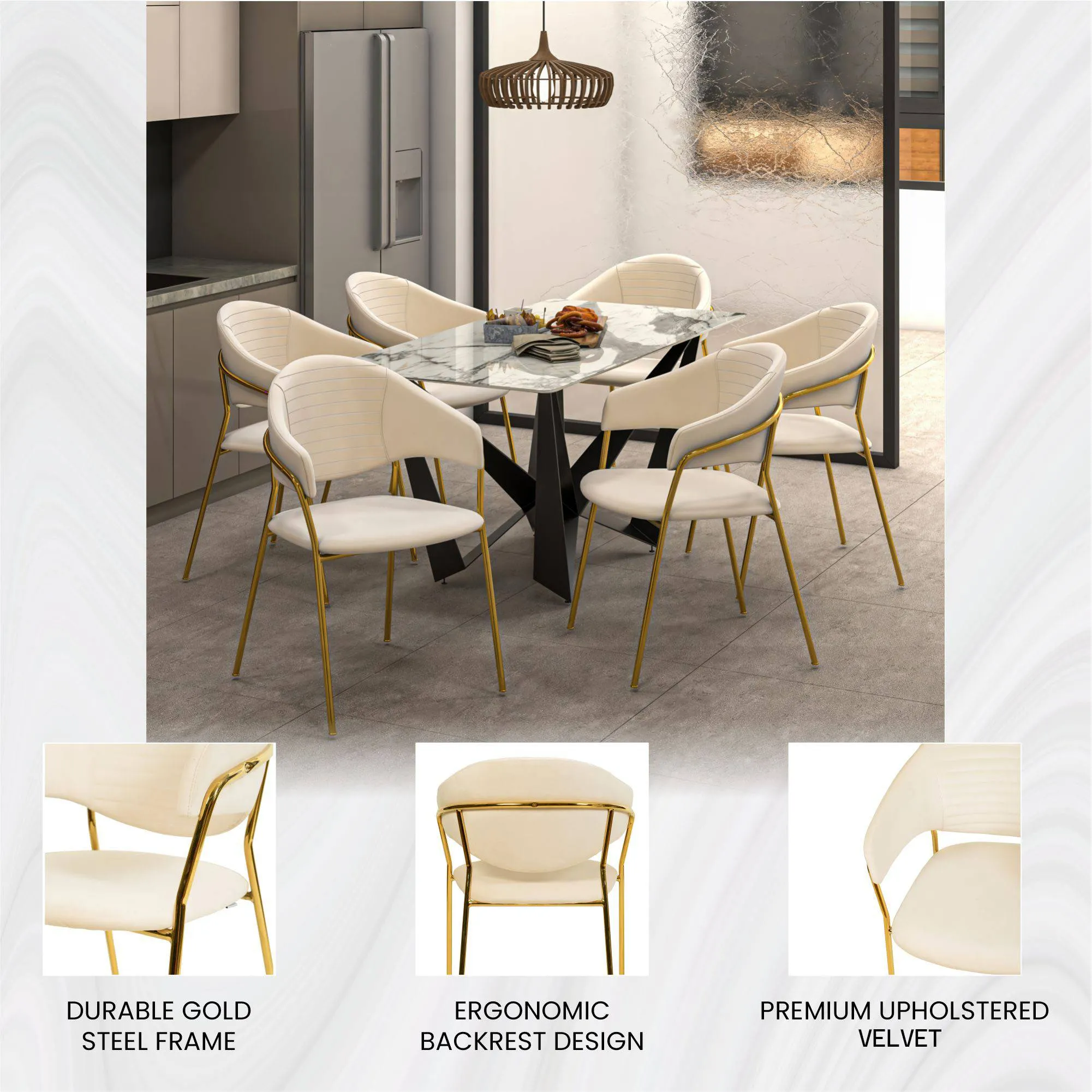 Bella Modern Dining Chair Upholstered in Leather With Stainless Steel Base Set of 2