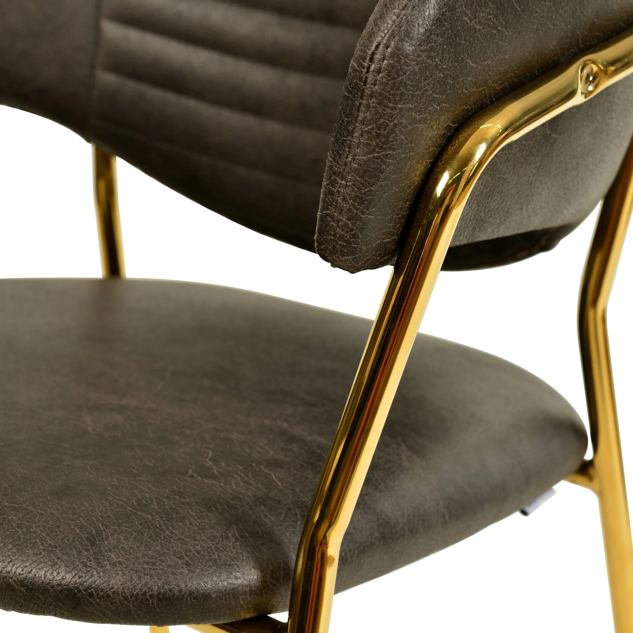 Bella Modern Dining Chair Upholstered in Leather With Stainless Steel Base Set of 2