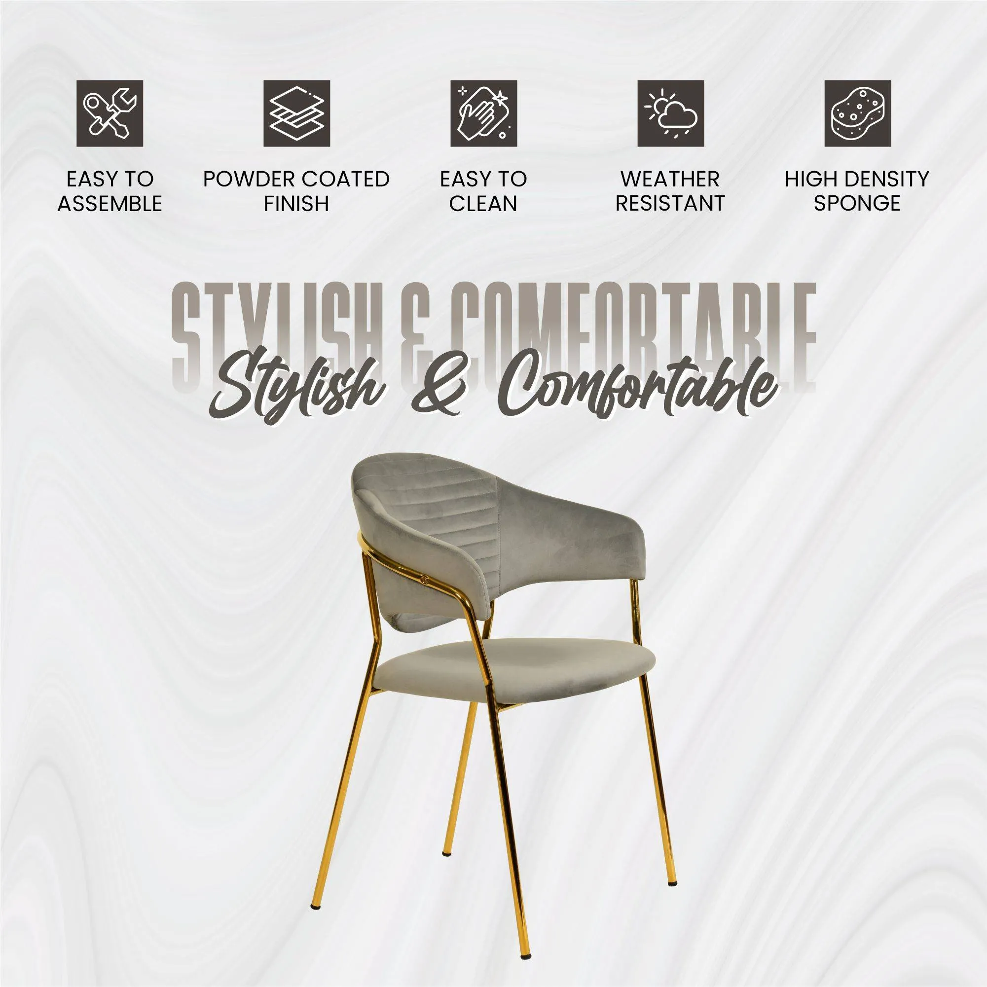 Bella Modern Dining Chair Upholstered in Leather With Stainless Steel Base Set of 2