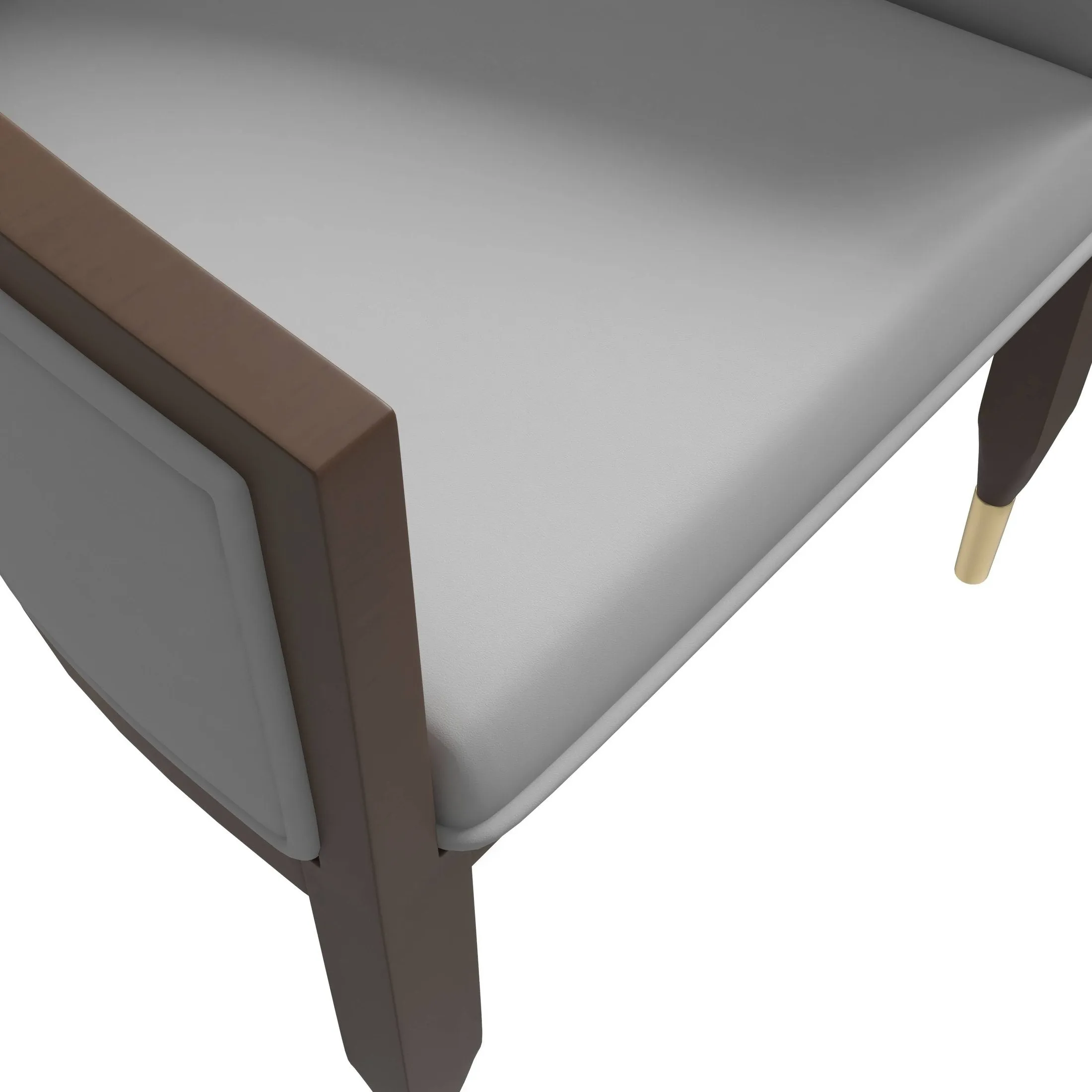 Belle Leather Dining Chair with Arms and Gold Metal Caps with Rubberwood Frame and Legs Set of 4
