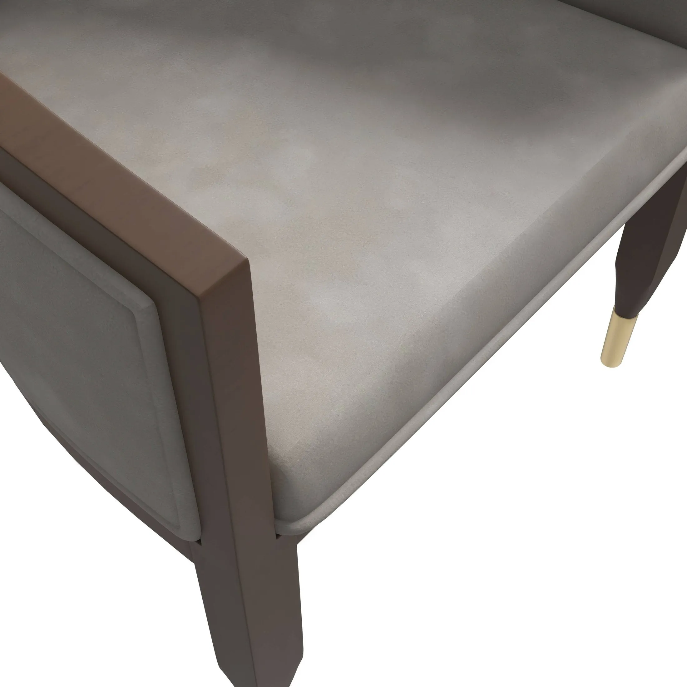Belle Leather Dining Chair with Arms and Gold Metal Caps with Rubberwood Frame and Legs Set of 4