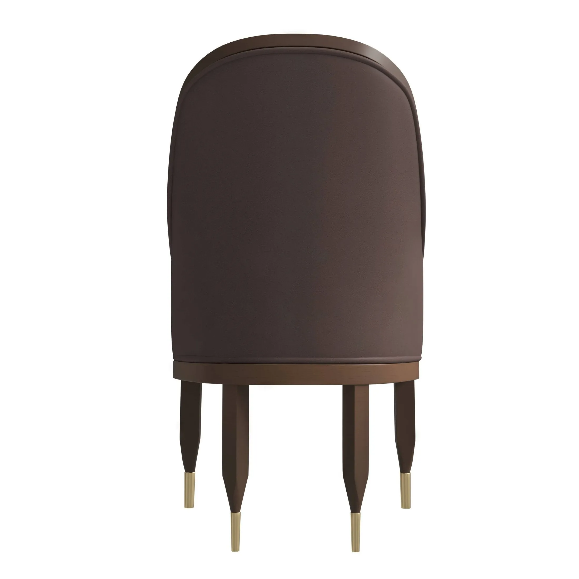 Belle Leather Dining Chair with Arms and Gold Metal Caps with Rubberwood Frame and Legs Set of 4