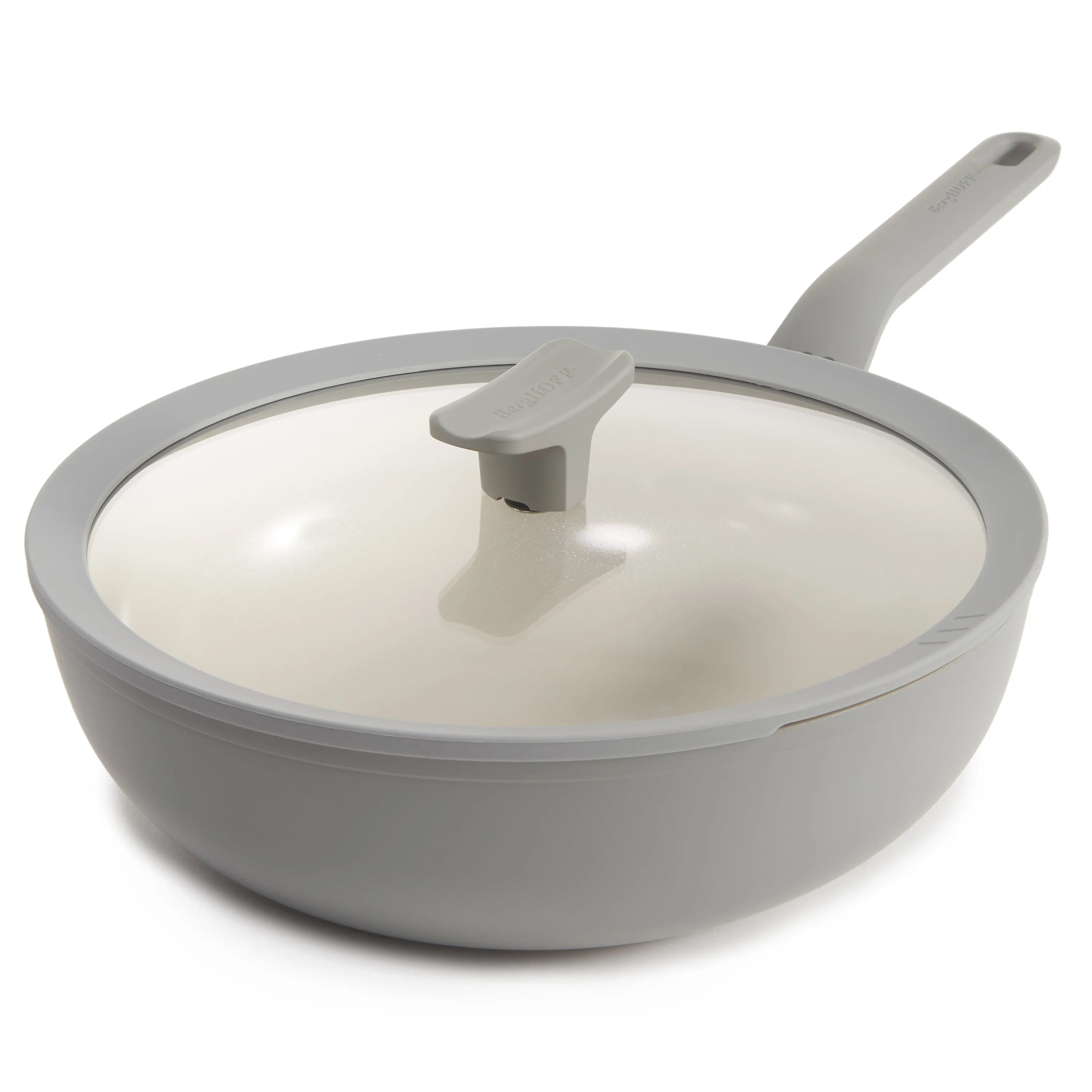 BergHOFF Balance Nonstick Ceramic Wok Pan 11", 4.4qt. With Glass Lid, Recycled Aluminum, Moonmist