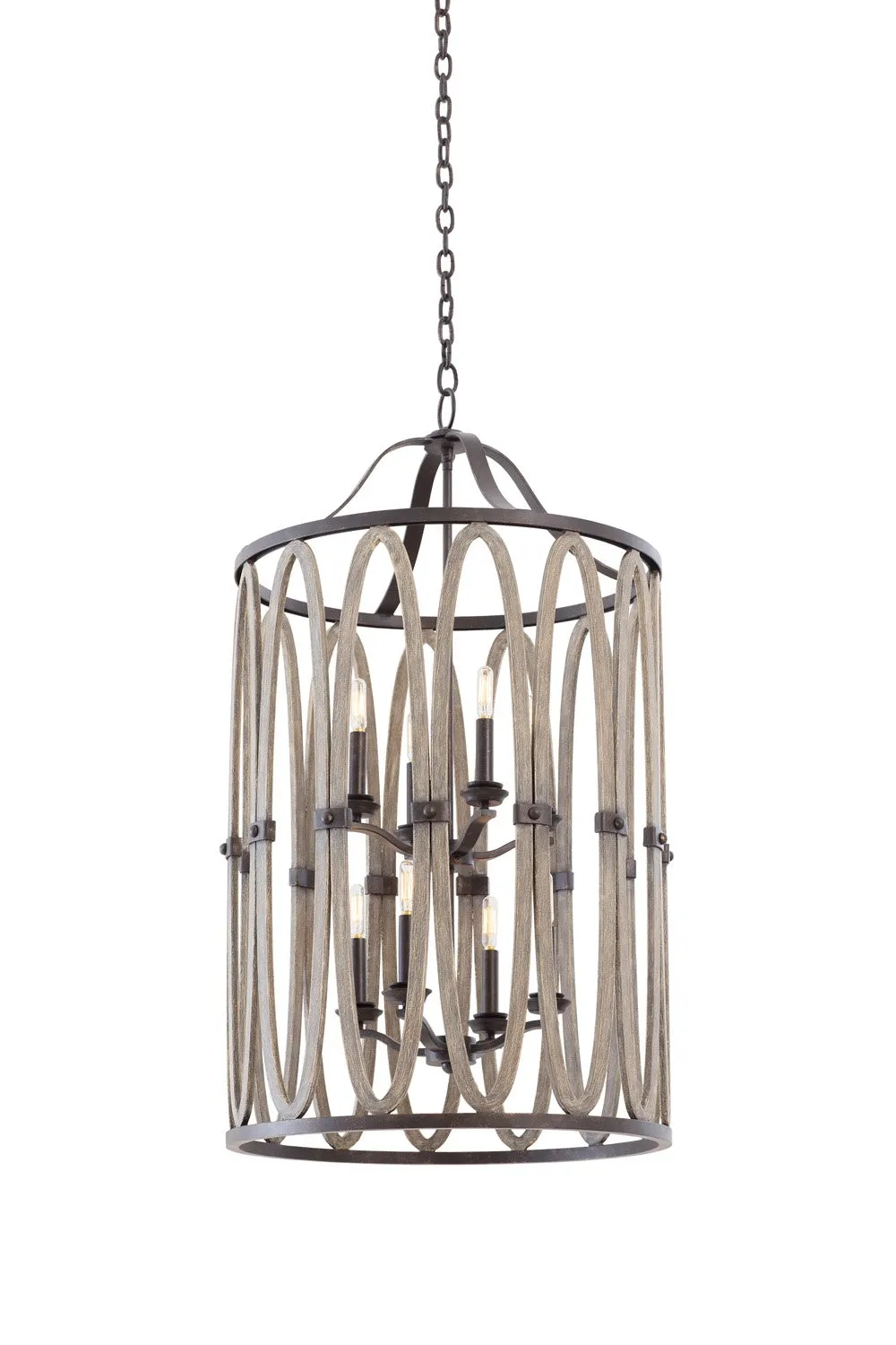 Eight Light Foyer Pendant from the Belmont Collection in Florence Gold Finish by Kalco