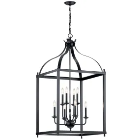 Eight Light Foyer Pendant from the Larkin Collection in Black Finish by Kichler