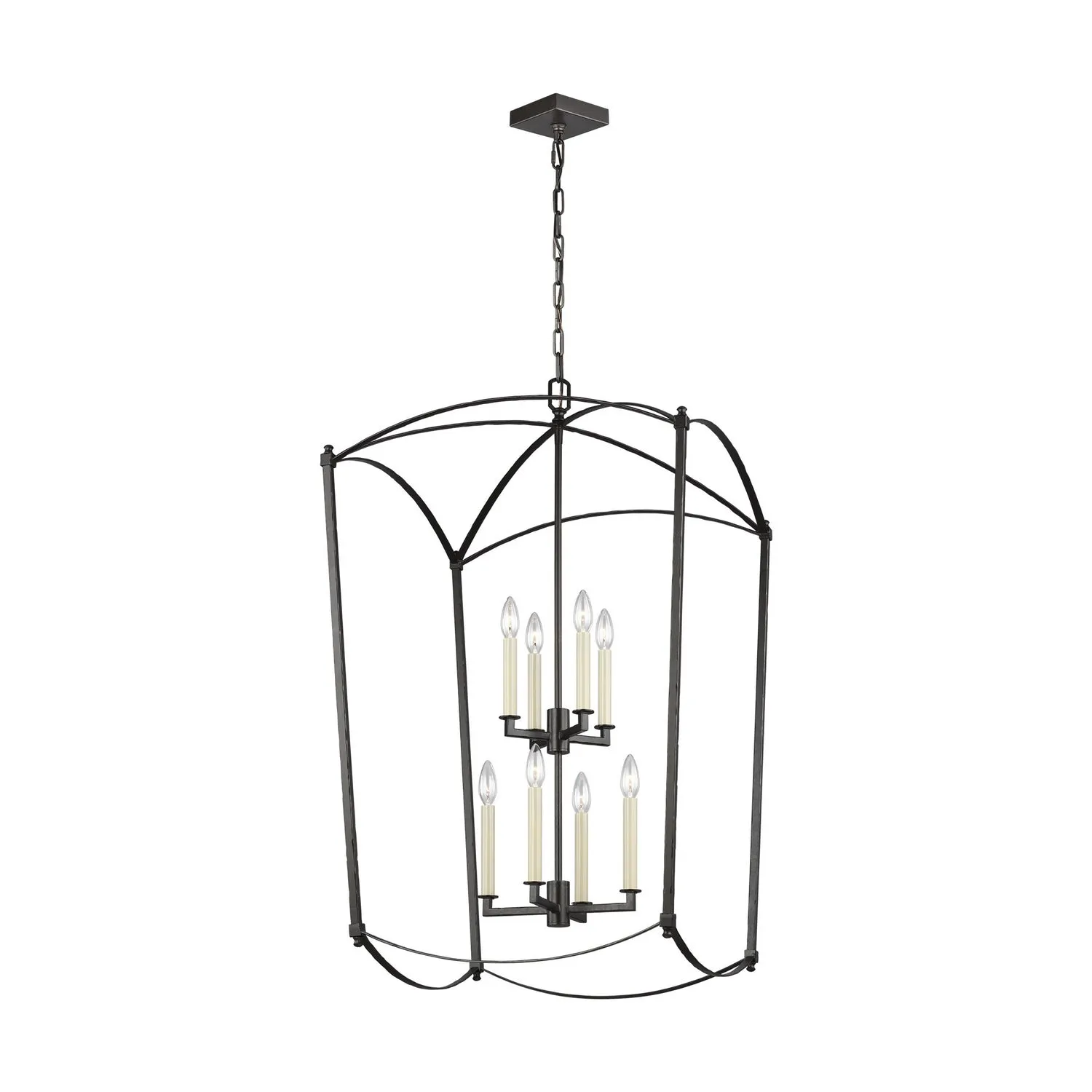 Eight Light Lantern from the Thayer Collection in Smith Steel Finish by Visual Comfort Studio