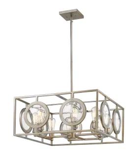 Eight Light Pendant from the Port Collection in Antique Silver Finish by Z-Lite
