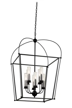 Eight Light Pendant from the Sutter Collection in Smooth Matte Black Finish by Kalco