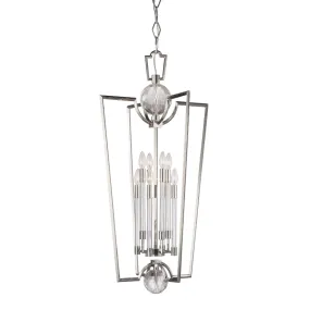 Eight Light Pendant from the Waterloo Collection in Polished Nickel Finish by Hudson Valley
